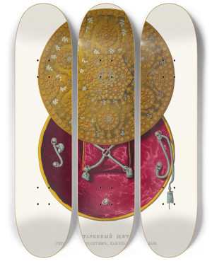 Triptych art skateboard deck of Fedor Grigoryevich Solntsev Starinnyi Shchit Ukrashennyi Zolotom Kamniami I Emaliu by Fedor Grigoryevich Solntsev (1801-1892)