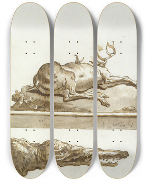 Triptych art skateboard deck of Giovanni Domenico Tiepolo The Head Of A Crocodile by Giovanni Domenico Tiepolo (1727-1804) Triptych art skateboard deck of Giovanni Domenico Tiepolo The Head Of A Crocodile by Giovanni Domenico Tiepolo (1727-1804)