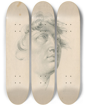 Triptych art skateboard deck of David Humbert De Superville Mietje Brinkman Vrouwenkop Driekwart Nr Rechts Gewend by David Humbert De Superville (1770-1849)
