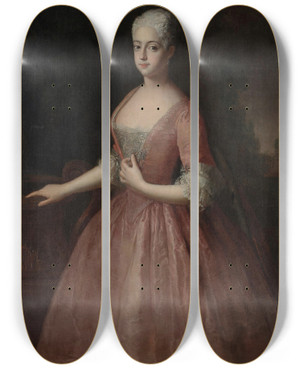 Triptych art skateboard deck of Antoine Pesne Markgrfin Friederike Louise by Antoine Pesne (1683-1757)