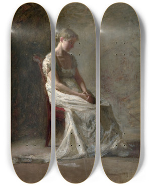 Triptych art skateboard deck of Thomas Eakins Retrospection by Thomas Eakins (1844-1916)