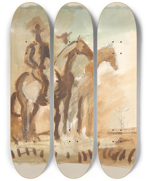 Triptych art skateboard deck of Cyprin Majernk Study Of The Watch by Cyprian Majernik (1909-1945) Triptych art skateboard deck of Cyprin Majernk Study Of The Watch by Cyprian Majernik (1909-1945)