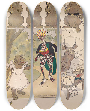 Triptych art skateboard deck of Ike Morgan The Wogglebug Book Pl17 by Ike Morgan (1871-1913)