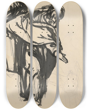 Triptych art skateboard deck of Jn Novk Missionaries I by Jan Novak (1921-1944)