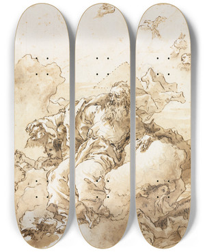 Triptych art skateboard deck of Giovanni Domenico Tiepolo God The Father With Symbol Of The Trinity by Giovanni Domenico Tiepolo (1727-1804)