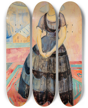 Triptych art skateboard deck of Isaac Grnewald Miss S C by Isaac Grunewald (1889-1946)