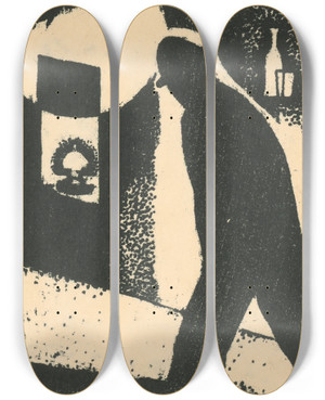 Triptych art skateboard deck of Mikul Galanda Periphery_1 by Mikulas Galanda (1895-1938)