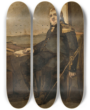 Triptych art skateboard deck of Thomas Sully Jonathan F Williams by Thomas Sully (1783-1872)
