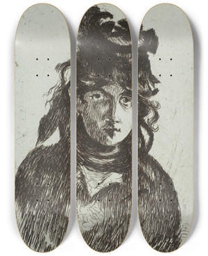 Triptych art skateboard deck of Douard Manet Portrait Of Berthe Morisot by douard Manet (1832-1883) Triptych art skateboard deck of Douard Manet Portrait Of Berthe Morisot by douard Manet (1832-1883)