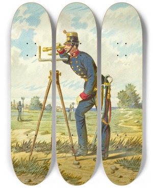 Triptych art skateboard deck of Franz Gerasch Soldat 7 by Franz Gerasch (1826-1906)