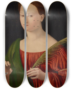 Triptych art skateboard deck of Master Of The Twelve Apostles Saint Catherine Of Alexandria by Master Of The Twelve Apostles