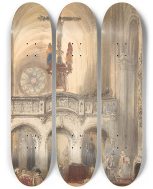 Triptych art skateboard deck of Johannes Bosboom Kerkinterieur Met Mis by Johannes Bosboom (1817-1891) Triptych art skateboard deck of Johannes Bosboom Kerkinterieur Met Mis by Johannes Bosboom (1817-1891)