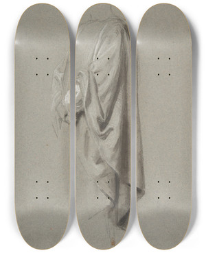 Triptych art skateboard deck of Isidore Pils Drapery Study For A Cleric_2 by Isidore Pils (1815-1875)