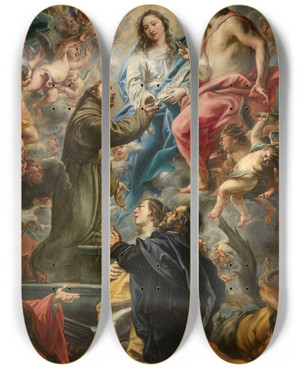 Triptych art skateboard deck of Cornelis Schut Portiuncula_1 by Cornelis Schut (1597-1655)
