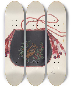 Triptych art skateboard deck of Josephine C Romano Handbag by Josephine C Romano