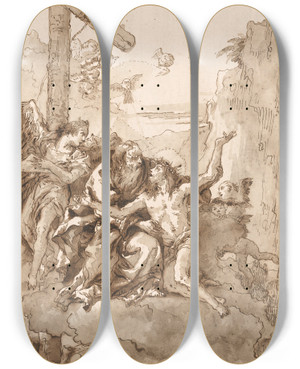 Triptych art skateboard deck of Giovanni Domenico Tiepolo The Trinity In Theclouds by Giovanni Domenico Tiepolo (1727-1804) Triptych art skateboard deck of Giovanni Domenico Tiepolo The Trinity In Theclouds by Giovanni Domenico Tiepolo (1727-1804)