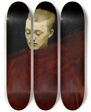 Triptych art skateboard deck of Magnus Enckell Head Bruno Aspelin by Magnus Enckell (1870-1925)