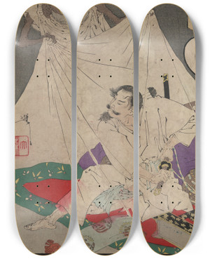 Triptych art skateboard deck of Tsukioka Yoshitoshi Tsuchigumo_1 by Tsukioka Yoshitoshi (1839-1892)