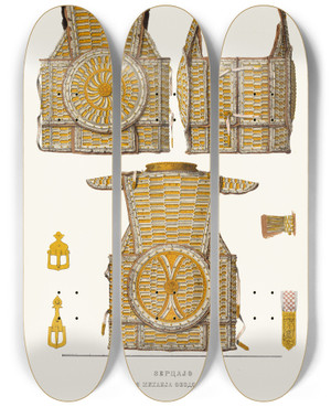 Triptych art skateboard deck of Fedor Grigoryevich Solntsev Zertsalo Tsaria Mikhaila Feodorovicha by Fedor Grigoryevich Solntsev (1801-1892)