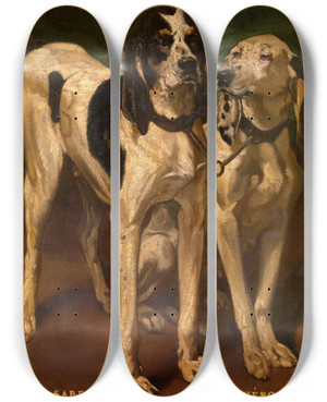 Triptych art skateboard deck of Louisgodefroy Jadin Two Dogs by Louis-Godefroy Jadin (1805-1882) Triptych art skateboard deck of Louisgodefroy Jadin Two Dogs by Louis-Godefroy Jadin (1805-1882)