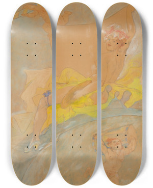 Triptych art skateboard deck of Flicien Rops Projet Daffiche by Felicien Rops (1833-1898)