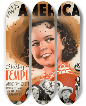Triptych art skateboard deck of Eric Rohman Rebecca Of Sunnybrook Farm by Eric Rohman (1891-1949)