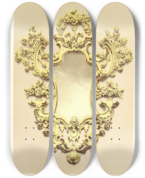 Triptych art skateboard deck of John Charles Robinson Small Mirror Frame In Carved And Gilded Wood Venetian by John Charles Robinson (1824-1913)