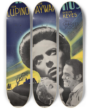 Triptych art skateboard deck of Eric Rohman Ladies In Retirement by Eric Rohman (1891-1949)