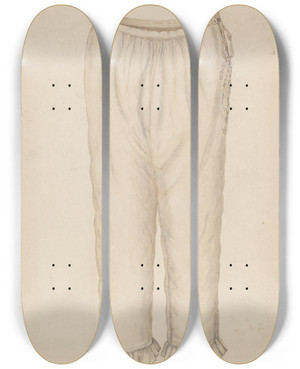 Triptych art skateboard deck of Marie Famularo Pantalettes by Marie Famularo