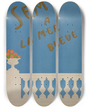 Triptych art skateboard deck of Georges Goursat Sem Album Sem La Mer Bleue Couverture by Georges Goursat (Sem) (1863-1934)
