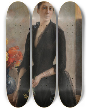 Triptych art skateboard deck of Albert Edelfelt Portrait Of Mme Weissgerber De Stragewicz Later Mme R Berenger by Albert Edelfelt (1854-1905)