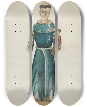 Triptych art skateboard deck of Ranka S Woods Santo San Antonio De Padua by Ranka S Woods