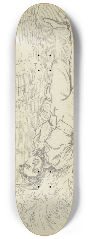 Ferdinand Fellner - A hanged man lying in the forest 8.25 inch art skate deck