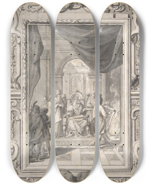 Triptych art skateboard deck of Johann Melchior Fssli A Scene Of Judgment by Johann Melchior Fussli (1677-1736)