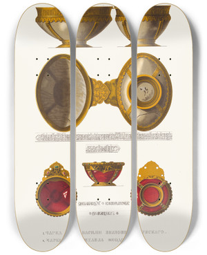 Triptych art skateboard deck of Fedor Grigoryevich Solntsev Charka Tsaria Vasiliia Ivanovicha Shuiskago I Charka Tsaria Mikhaila Feodorovicha by Fedor Grigoryevich Solntsev (1801-1892)