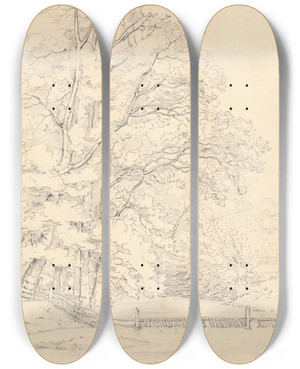 Triptych art skateboard deck of Henry Edridge Michelham Surrey by Henry Edridge (1769-1821)
