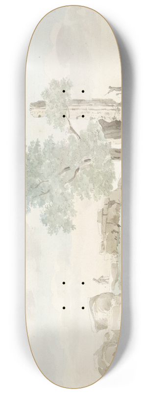 Abraham-Louis-Rodolphe Ducros - Resten van Herculestempel binnen muren van oude Agrigento 8.25 inch art skate deck Abraham-Louis-Rodolphe Ducros - Resten van Herculestempel binnen muren van oude Agrigento 8.25 inch art skate deck