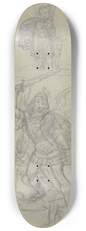 Ferdinand Fellner - Das Jesuskind mit Kreuz und dem Lamm, von zwei Engeln und zwei Heiligen verehrt, darunter der Erzengel Michael, Satan strzend 8.25 inch art skate deck