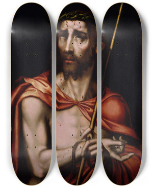 Triptych art skateboard deck of Luis De Morales Ecce Homo_3 by Luis De Morales (1520-1586)