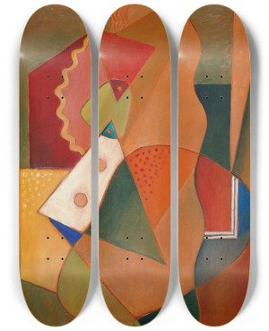 Triptych art skateboard deck of Ole Kandelin Composition_3 by Ole Kandelin (1920-1947)