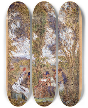 Triptych art skateboard deck of James Ensor The Garden Of Love by James Ensor (1860-1949)