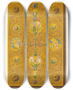 Triptych art skateboard deck of Fedor Grigoryevich Solntsev Ispodniaia Storona Oklada Evangeliia Tsaritsy Natalii Kirilovny by Fedor Grigoryevich Solntsev (1801-1892)