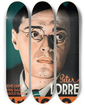 Triptych art skateboard deck of Eric Rohman Mr Motos Gamble by Eric Rohman (1891-1949)