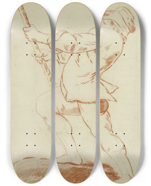 Triptych art skateboard deck of Andrea Lilio Boy Holding Staff by Andrea Lilio (1555-1642)