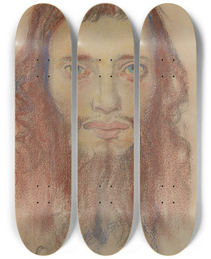 Triptych art skateboard deck of Stanisaw Wyspiaski Head Of A Jew by Stanislaw Wyspianski (1869-1907)