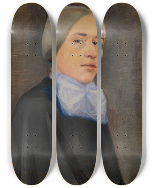 Triptych art skateboard deck of Beda Stjernschantz Selfportrait by Beda Stjernschantz (1867-1910)