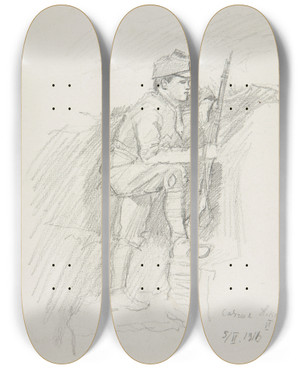Triptych art skateboard deck of Ivan Ivanec Onierz Legionu Ukraiskich Strzelcw Siczowych 19141920 W Okopie_1 by Ivan Ivanec (1893-1946)