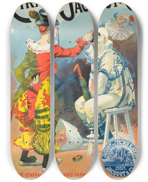 Triptych art skateboard deck of Lucien Lefvre Cirage Jacquot Et Cie by Lucien Lefevre (1850-1902)