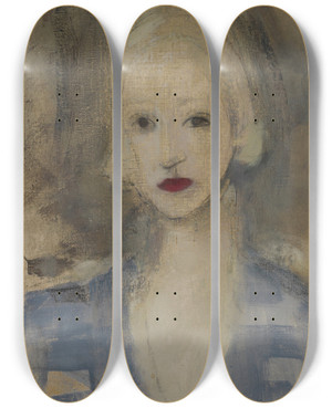 Triptych art skateboard deck of Helene Schjerfbeck Blond Woman by Helene Schjerfbeck (1862-1946)