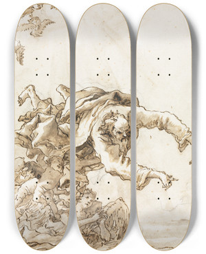 Triptych art skateboard deck of Giovanni Domenico Tiepolo God The Father With Angels And Cherubs by Giovanni Domenico Tiepolo (1727-1804)